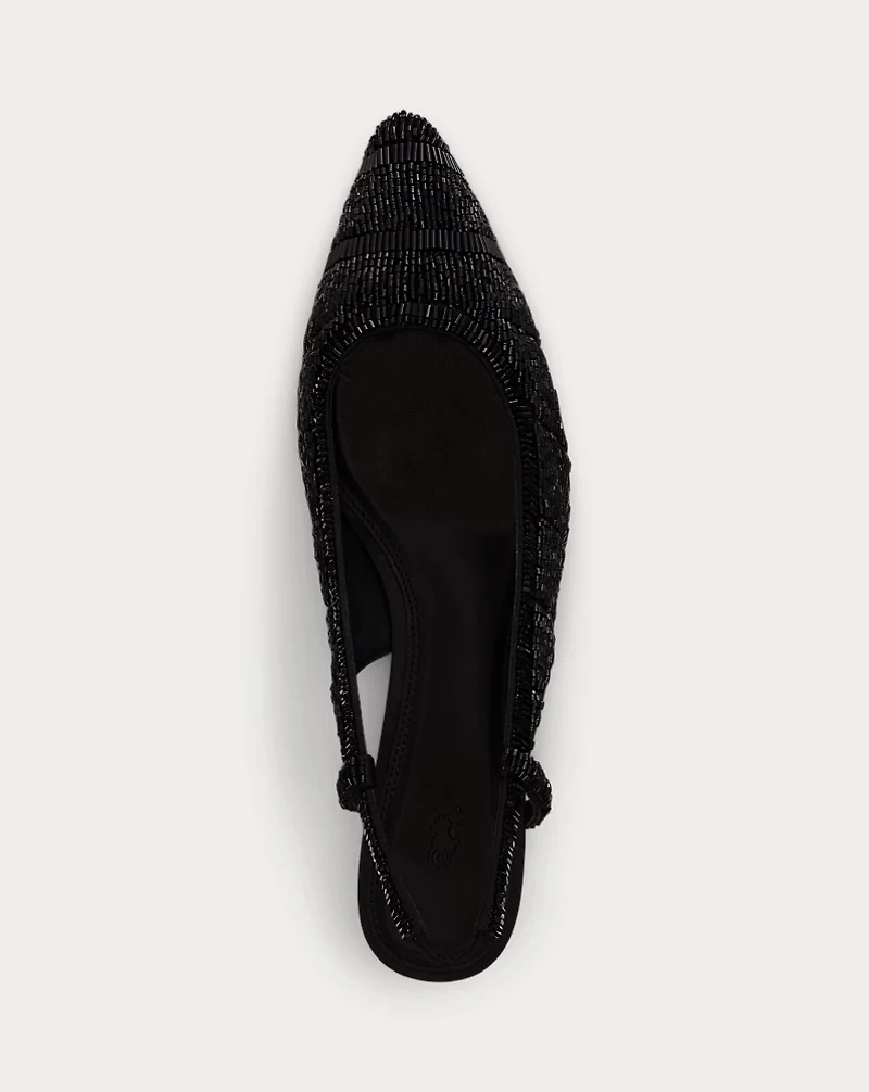 Beaded Satin Slingback Heel