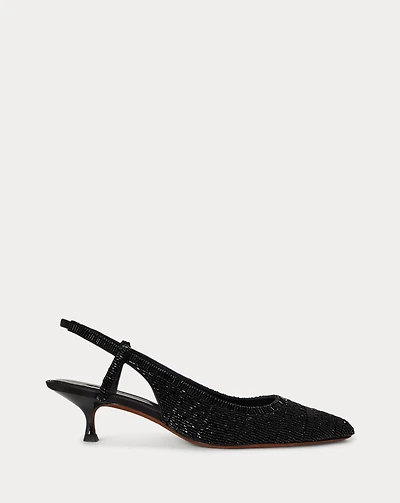 Beaded Satin Slingback Heel