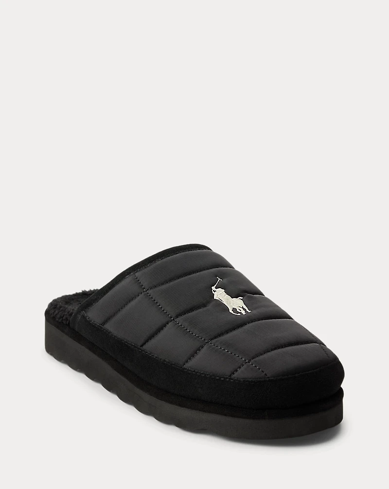 Reade Suede-Trim Quilted Scuff Slipper