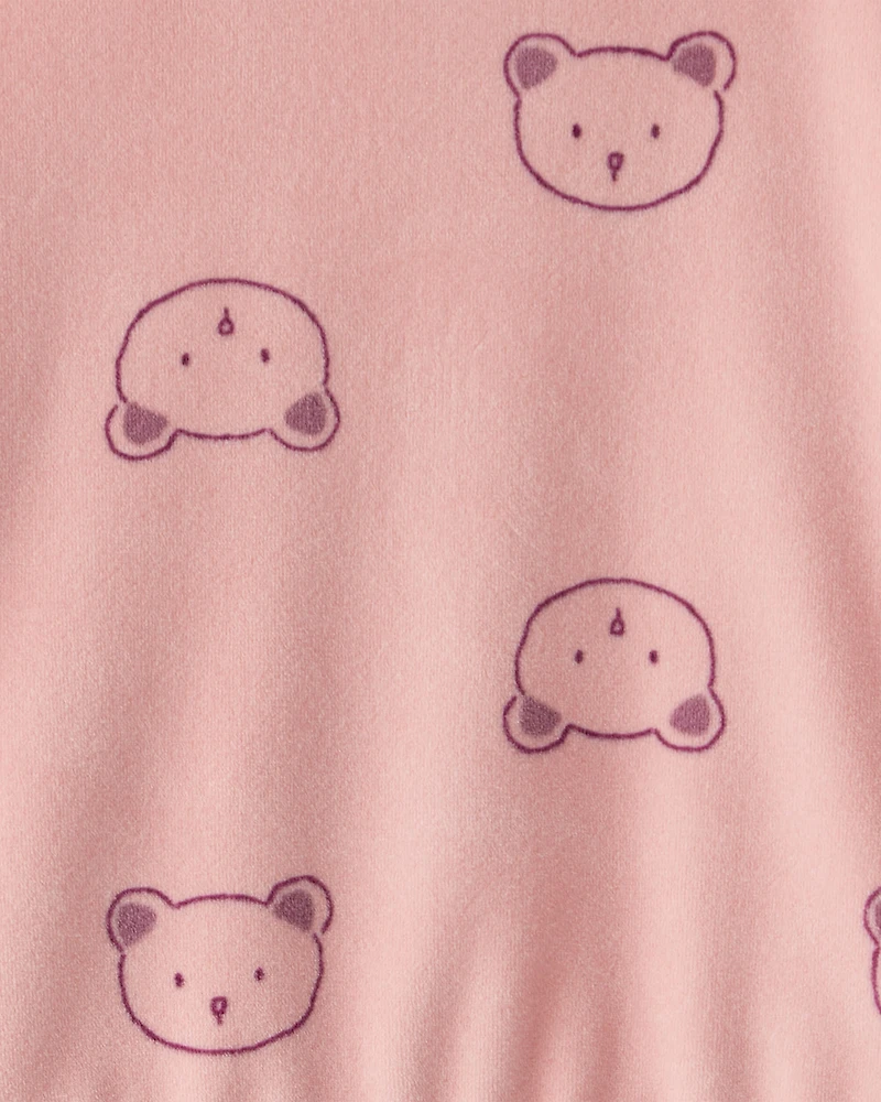Baby Girl 2-Piece Bear Print Velour Sweatshirt & Jogger Set - Pink