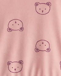 Baby Girl 2-Piece Bear Print Velour Sweatshirt & Jogger Set - Pink