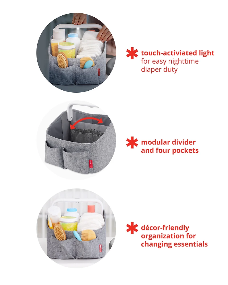 Nursery Style Light-Up Diaper Caddy Organizer
