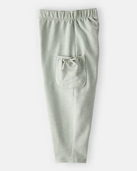 Toddler Girl Bow Pocket French Terry Pants - Green