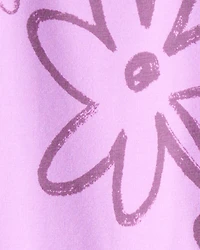 Girls Floral Pull-On Stretch Leggings - Purple