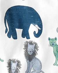 Baby Organic Cotton Rib 3-Pack Wildlife & Striped Bodysuits