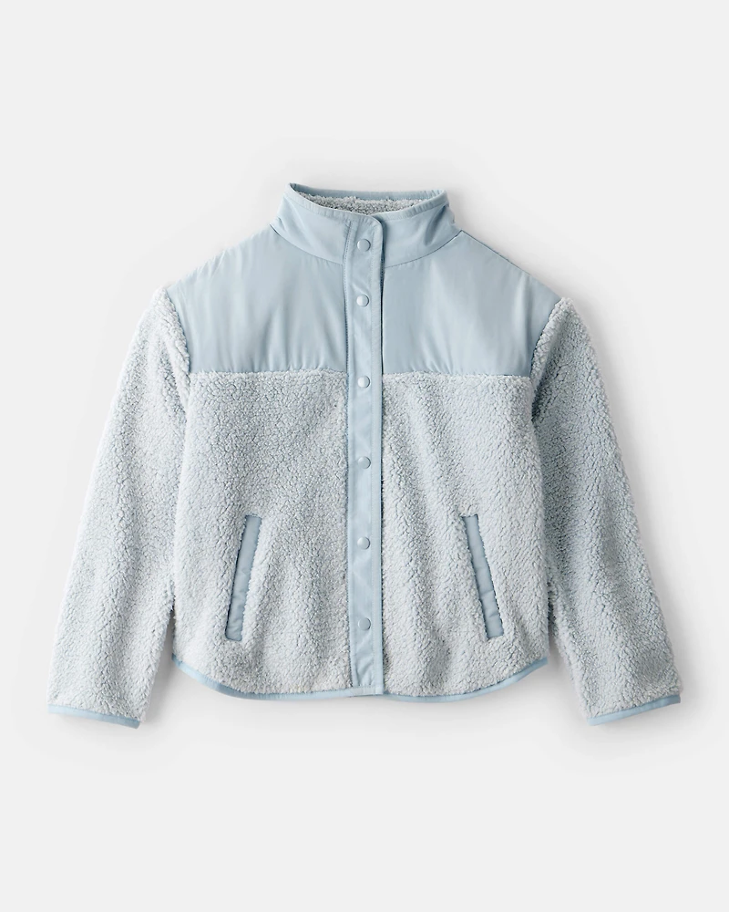 Girls Long-Sleeve Sherpa Jacket - Blue