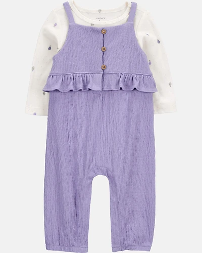 Baby Girl 2-Piece Long-Sleeve Tee & Coverall Set - Purple