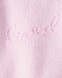 Baby Girl Embroidered Loved Long-Sleeve Sweater - Pink