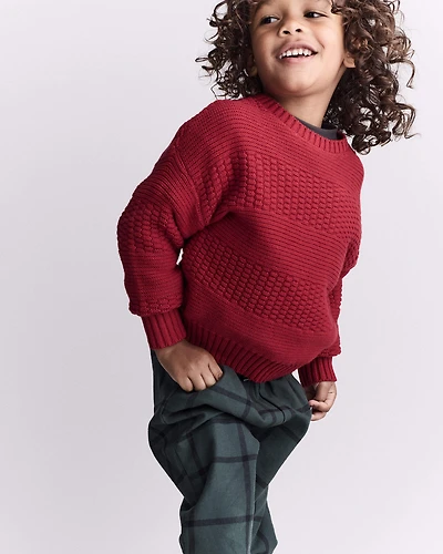 Toddler Cable-Knit Pullover Sweater - Red