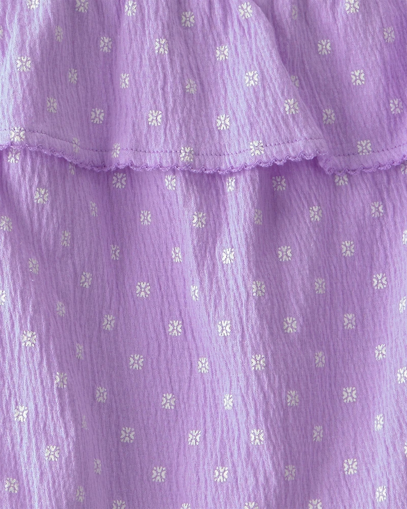 Girls 2-Piece Ruffle Tank Top & Short Set - Purple
