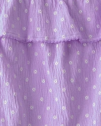 Girls 2-Piece Ruffle Tank Top & Short Set - Purple