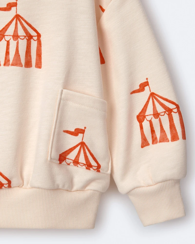 Toddler Otter Sweatshirt™ with Pockets in Big Top Print - Cream
