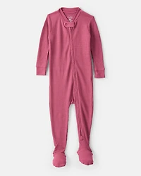 Baby Girl PurelySoft Long-Sleeve 2-Way Zip 1-Piece Pajamas - Pink