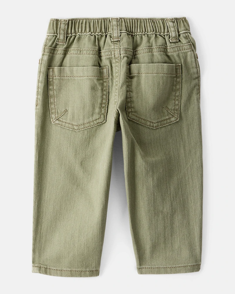 Baby Boy  Tapered 100% Cotton Twill Pants - Green