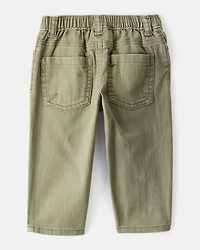 Baby Boy  Tapered 100% Cotton Twill Pants - Green