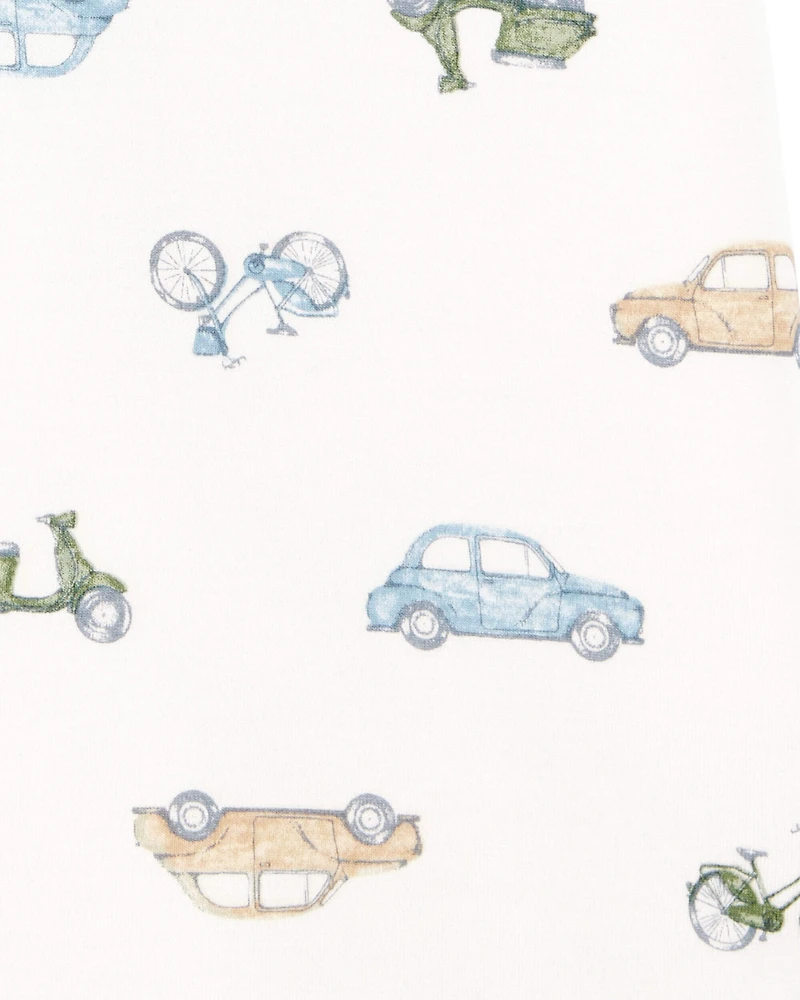 Baby Boy 2-Way Zip Cars PurelySoft Wearable Blanket - Ivory