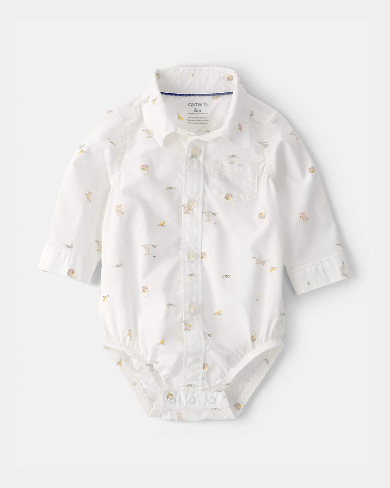 Baby Boy 2-Piece Easter Bunny Bodysuit & Suspender Pant Set - Cream/Khaki