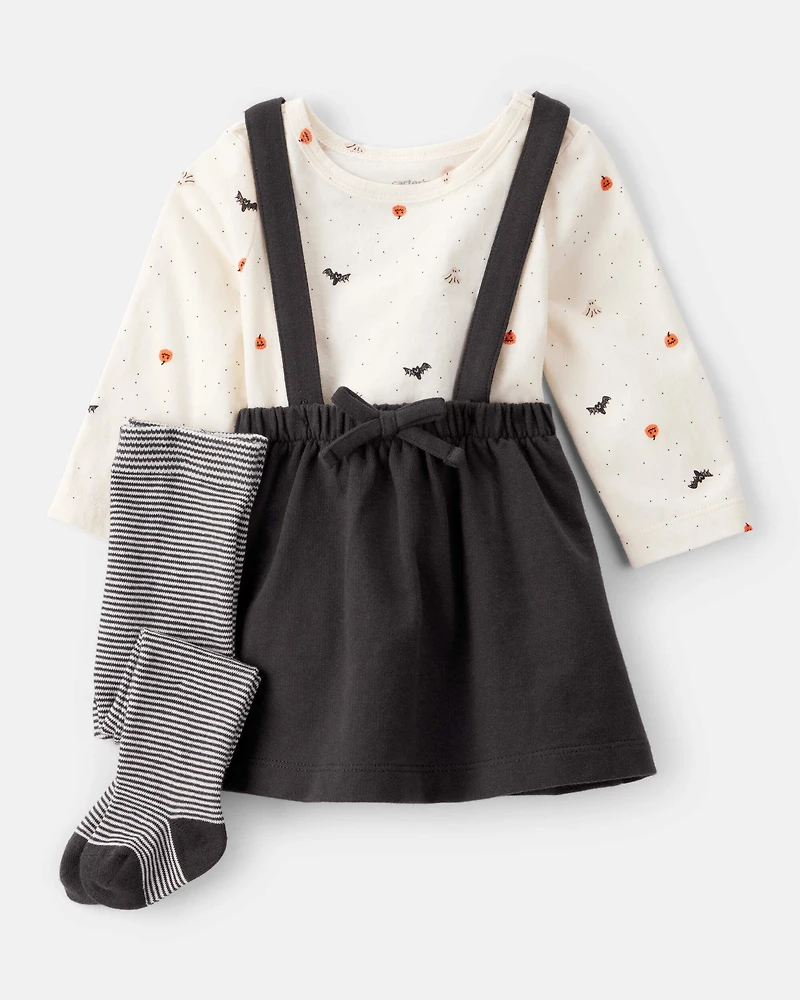 Baby 3-Piece Halloween Tee & Jumper Set - White/Black
