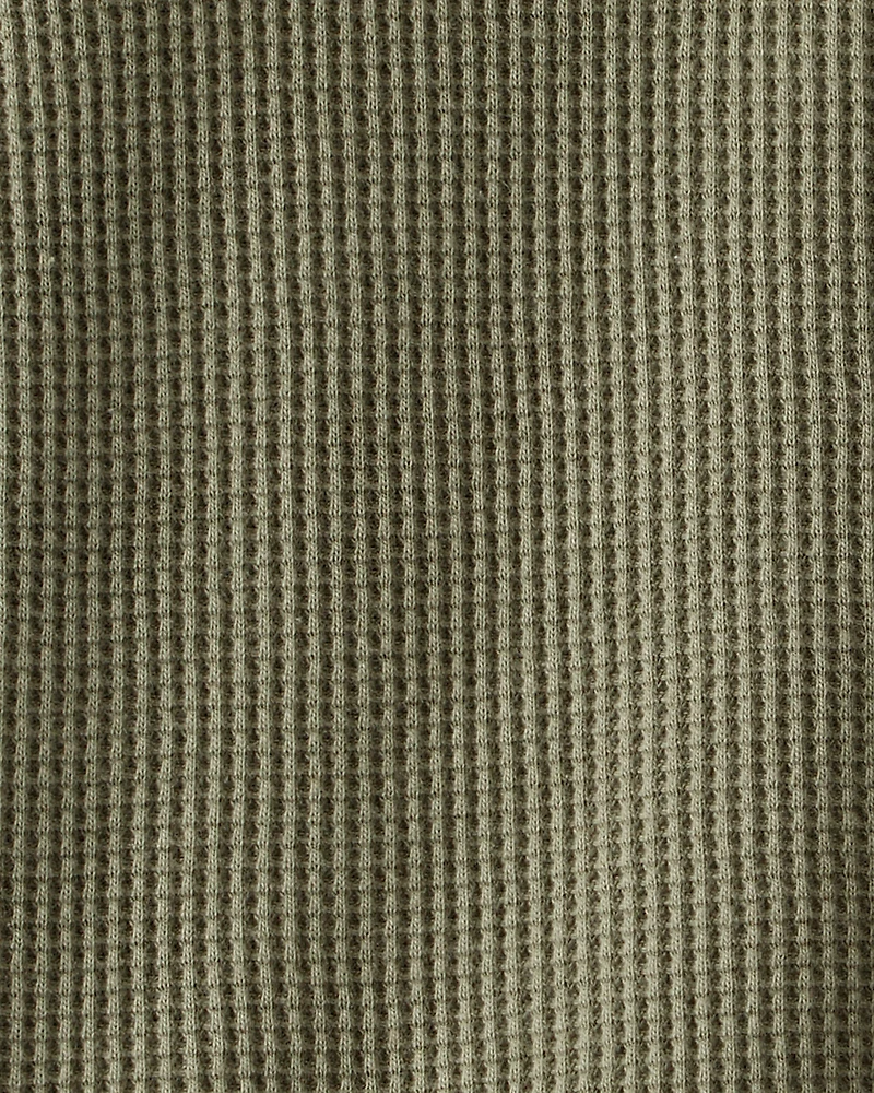 Toddler Boy Long-Sleeve Waffle Knit Utility Shirt - Green