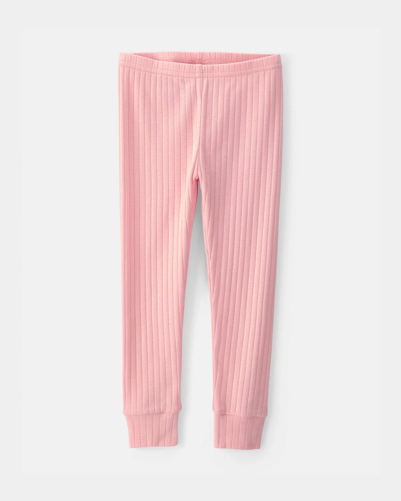 Baby Girl Butterfly Rib Snug Fit 2-Piece Pajama Set - Pink