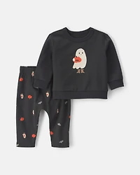 Baby 2-Piece Cowboy Halloween Long-Sleeve Top & Pant Set - Black