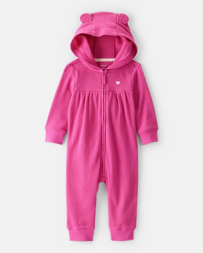 Baby Girl Heart Long-Sleeve Jumpsuit - Pink