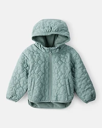 Toddler Girl Floral Quilted Long-Sleeve Midweight Jacket - Green