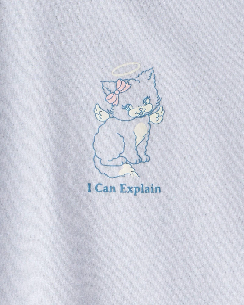 Girls Cat Short-Sleeve Graphic Tee - Blue