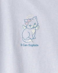 Girls Cat Short-Sleeve Graphic Tee - Blue