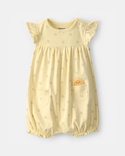Baby Girl Sunshine Short-Sleeve Romper - Yellow