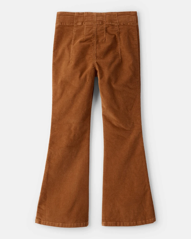 Girls Western Corduroy Flare Pants - Brown