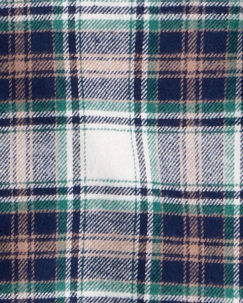 Toddler Boy Plaid Button-Down Shirt - Cream/Navy