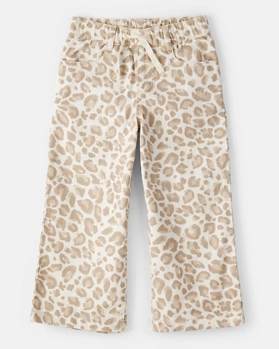 Toddler Girl Leopard Wide-Leg Pants - Ivory