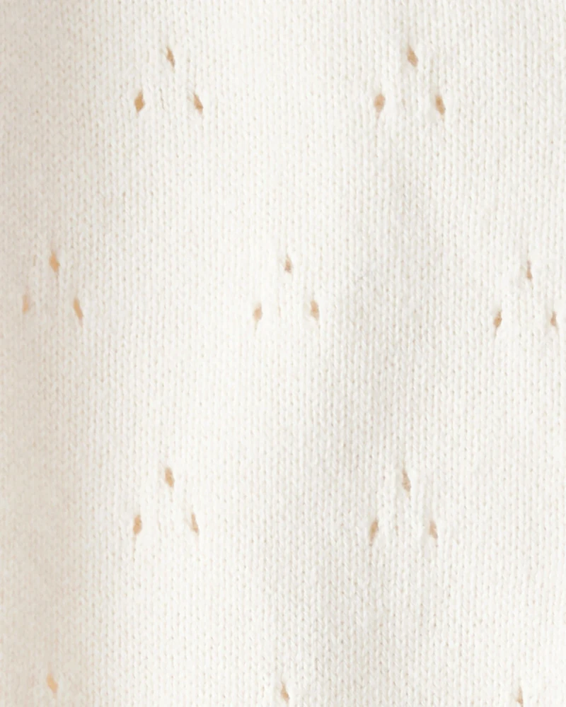 Baby Girl Organic Cotton Sweater Knit Pointelle Jumpsuit