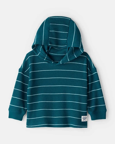Baby Striped Long-Sleeve Hooded Top - Blue