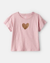Girls Heart of Gold Cotton Short-Sleeve Graphic Tee - Pink