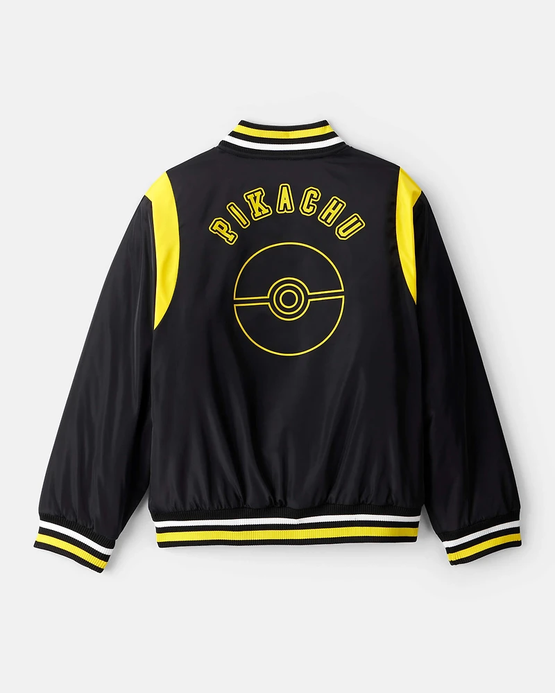 Boys Pokémon Pikachu Long-Sleeve Bomber Fashion Jacket - Black/Yellow