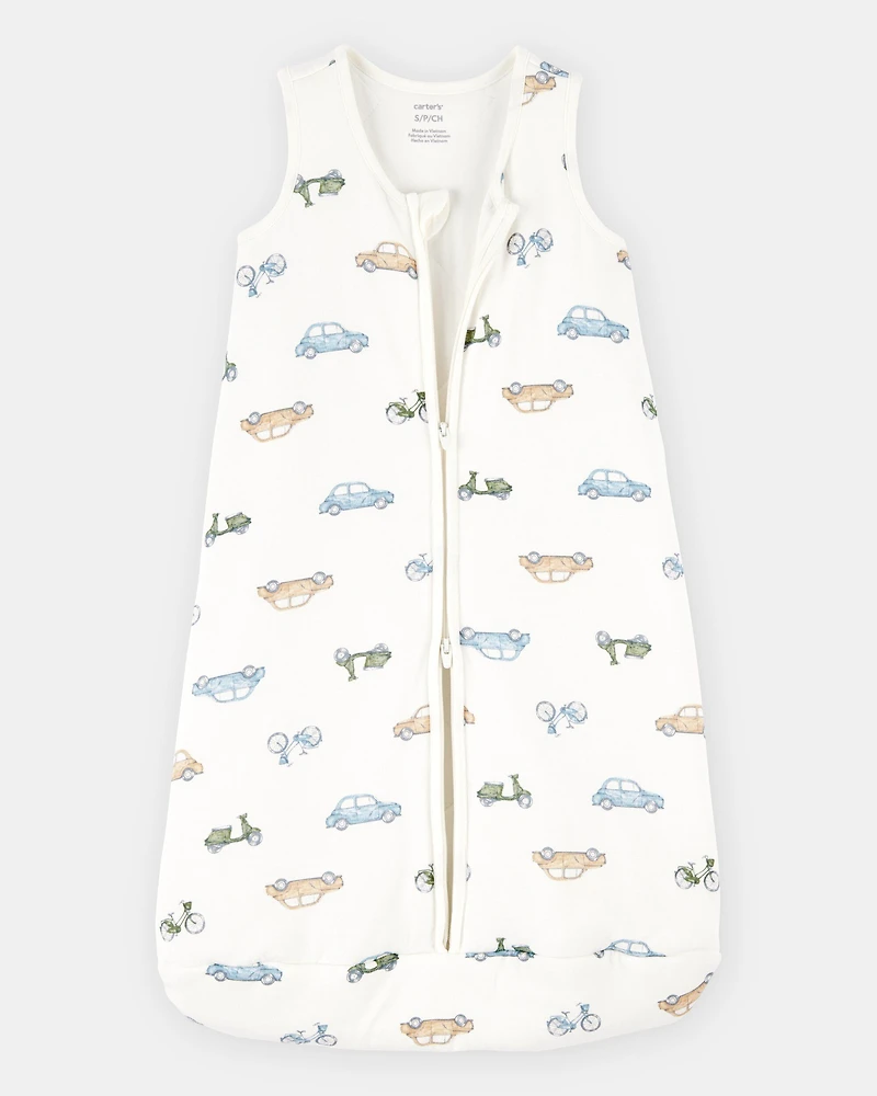 Baby Boy 2-Way Zip Cars PurelySoft Wearable Blanket - Ivory