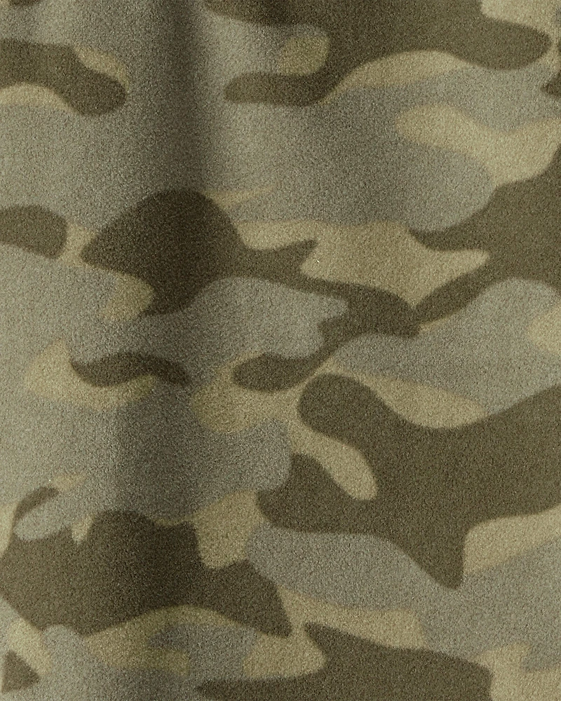 Boys Camouflage Microfleece Quarter-Zip Pullover - Green