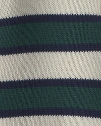 Baby Boy Organic Cotton Sweater Knit Polo in Stripes