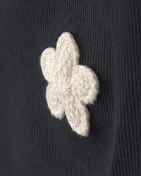 Toddler Girl Floral Embroidered Tank Top - Black