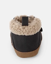 Baby Boy Sherpa Boots - Black/Brown