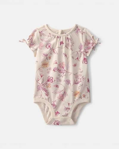 Baby Girl Floral Short-Sleeve Bodysuit - Ivory