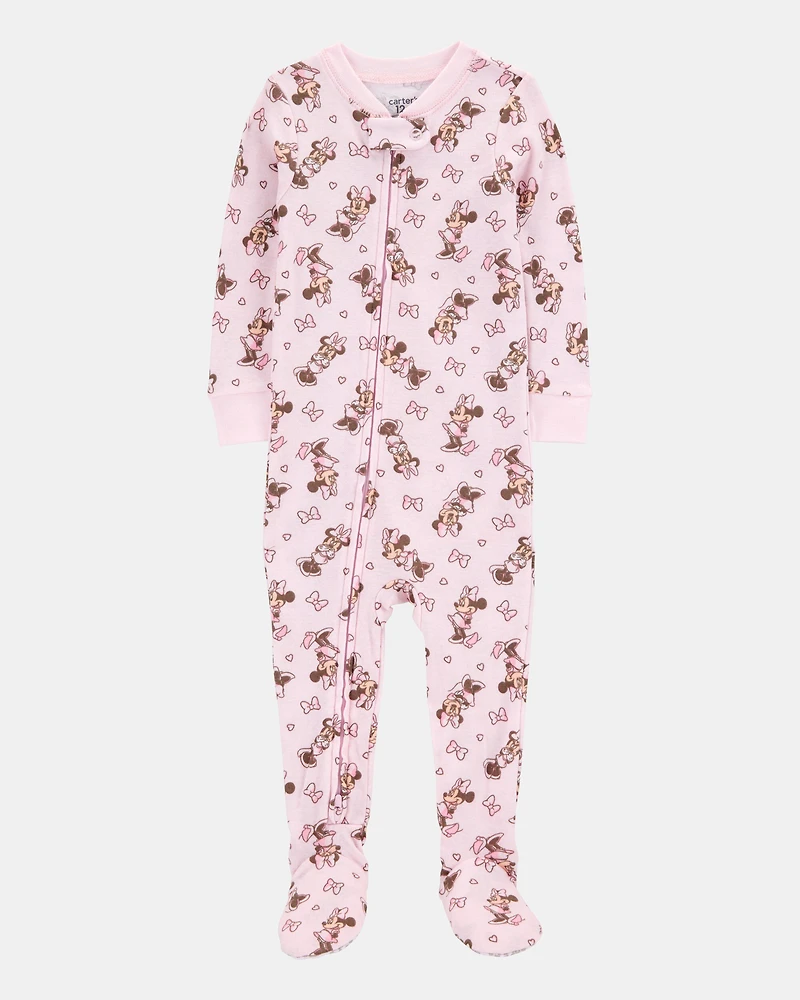 Baby Disney© Minnie Mouse Snug Fit Cotton Footie 1-Piece Pajamas - Pink