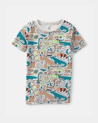 Boys Alligator 100% Cotton Snug Fit 2-Piece Pajama Set - Grey