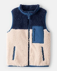 Boys Sherpa Sleeveless Vest - Blue