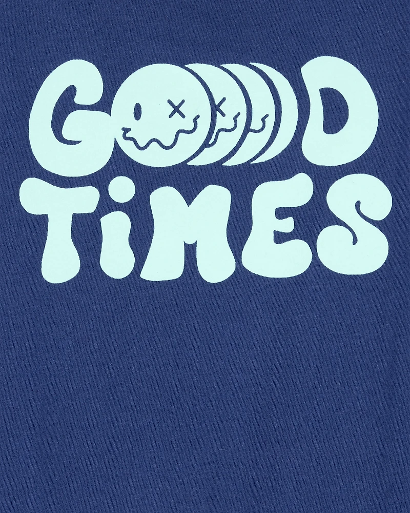 Kid Smiley Face Short-Sleeve Graphic Tee - Navy