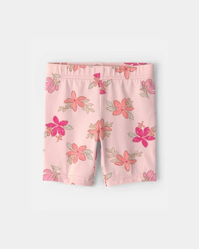 Toddler Girl Tropical Floral Bike Shorts - Pink