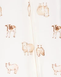 Baby Farm Animals Print PurelySoft Footie 1-Piece Pajamas - Ivory
