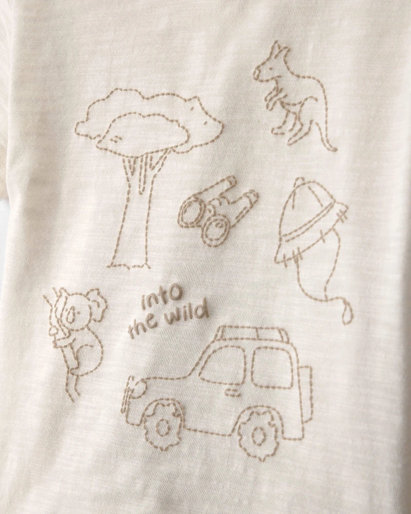 Baby Boy 3-Piece Into The Wild Top, Bodysuit & Short Set - Ivory/Brown